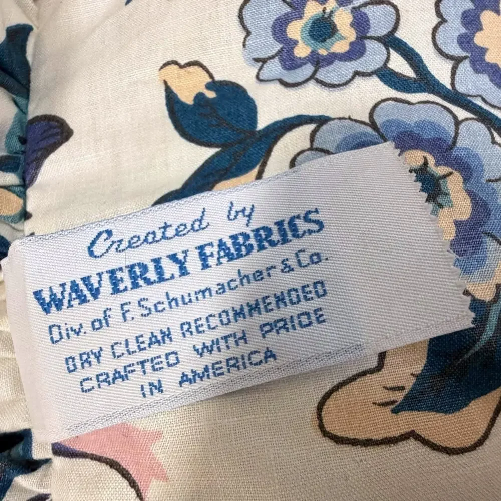 Waverly Floral Ruffle Pillow Jacobean Blue Chintz Grandmillennial Cottagecore